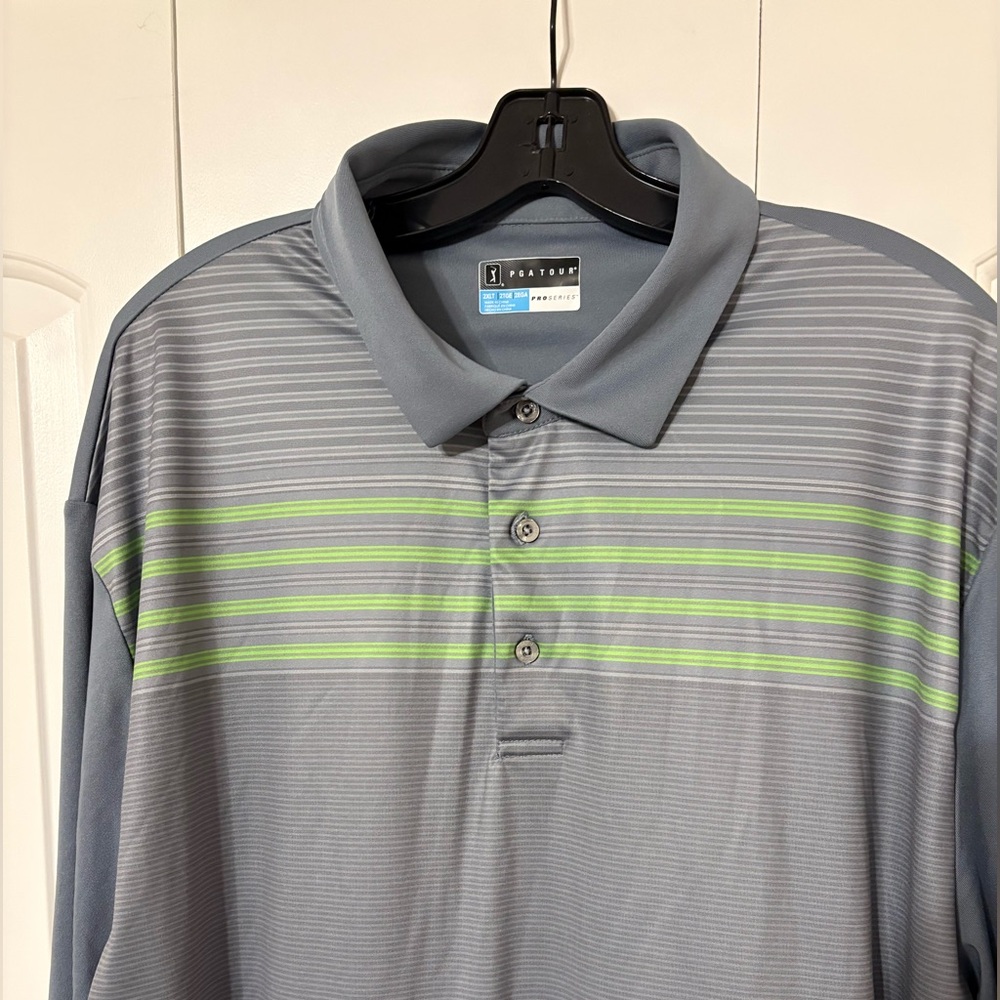 Men’s Big & Tall gray and green Golf polo- 2XLT - Picture 3 of 5